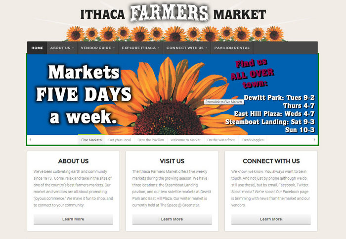 web design of Ithaca Farmers Market