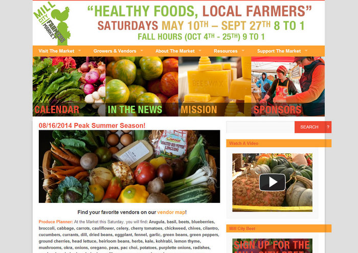 web design of Mill City Farmers Market