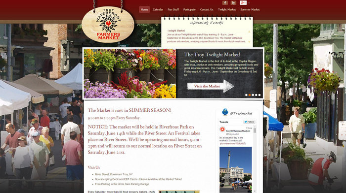 web design of Troy Waterfront Farmers Market