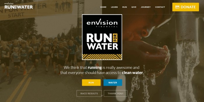 racing web design - run for water