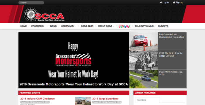 racing web design - scca