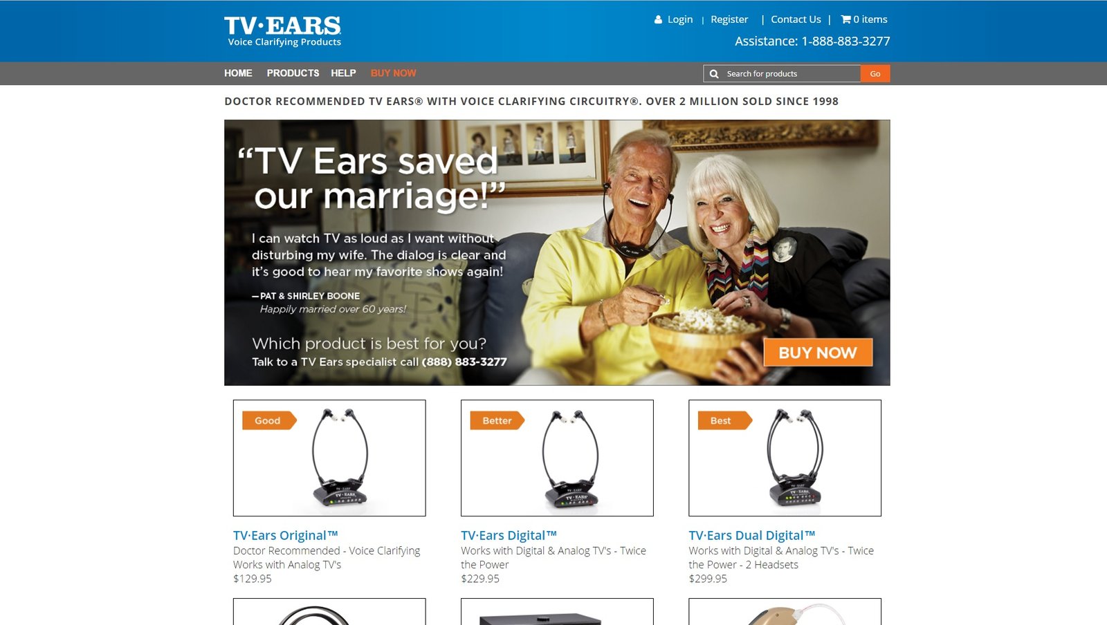 web design of TV Ears