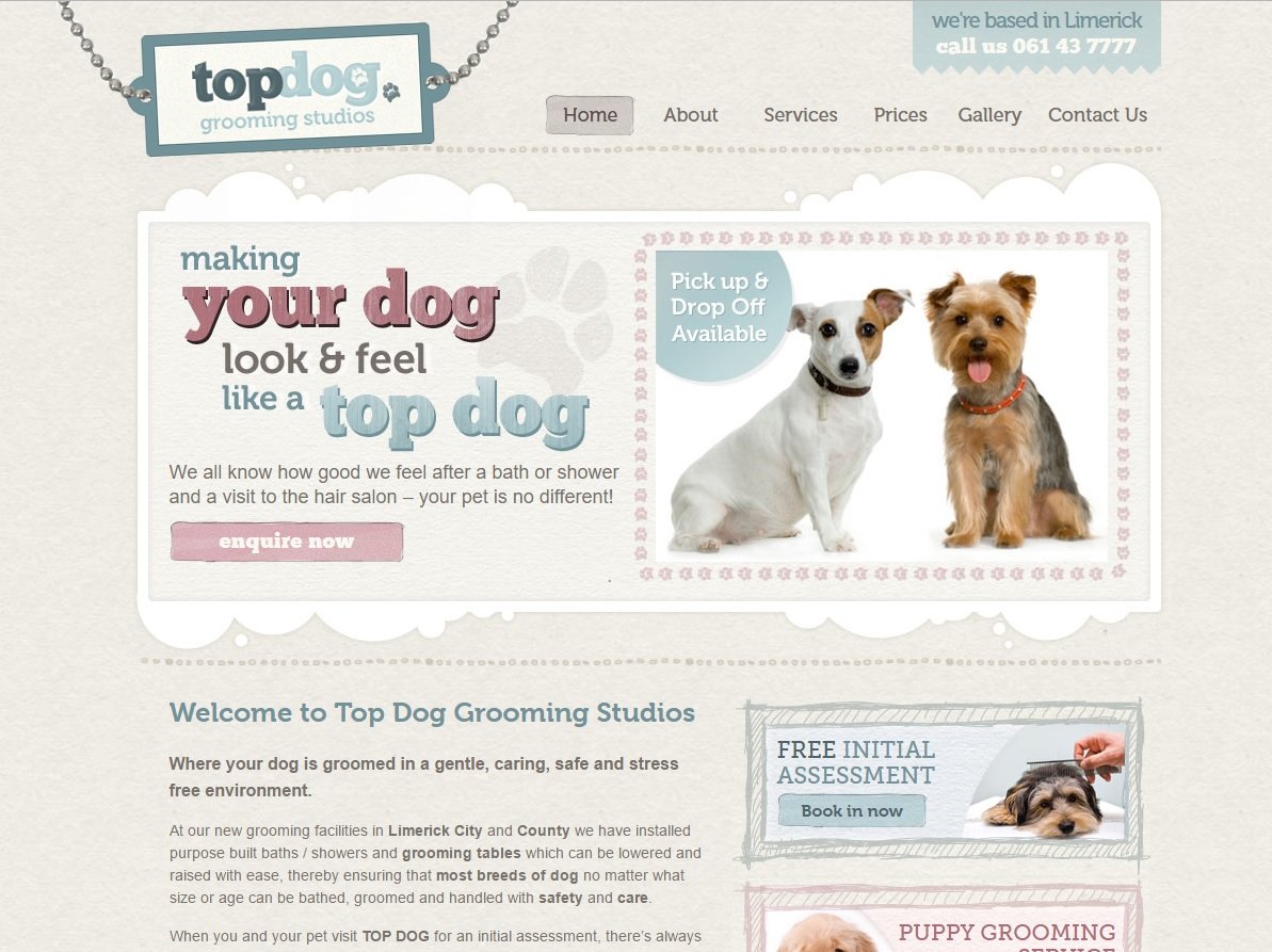 web design of Top Dog Grooming