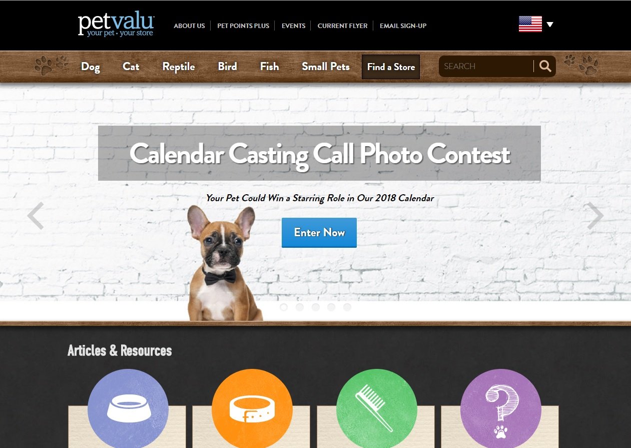 web design of Pet Valu