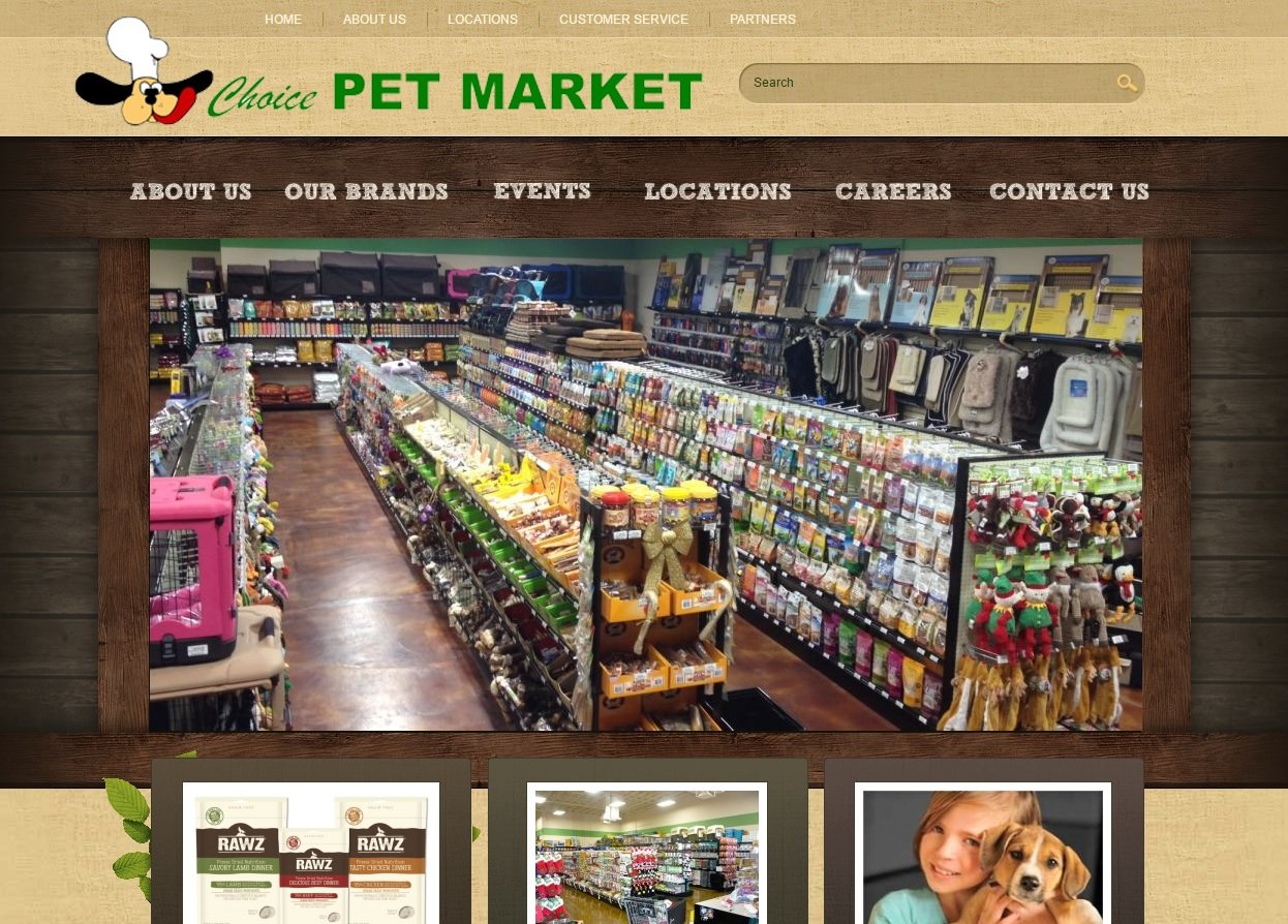 web design of Choice Pet Market