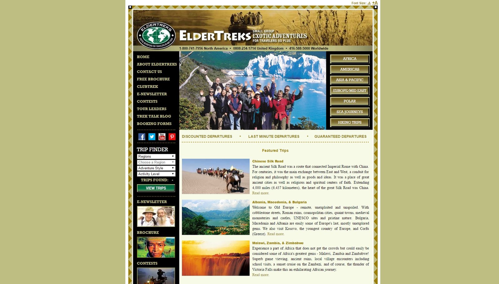 web design of ElderTreks