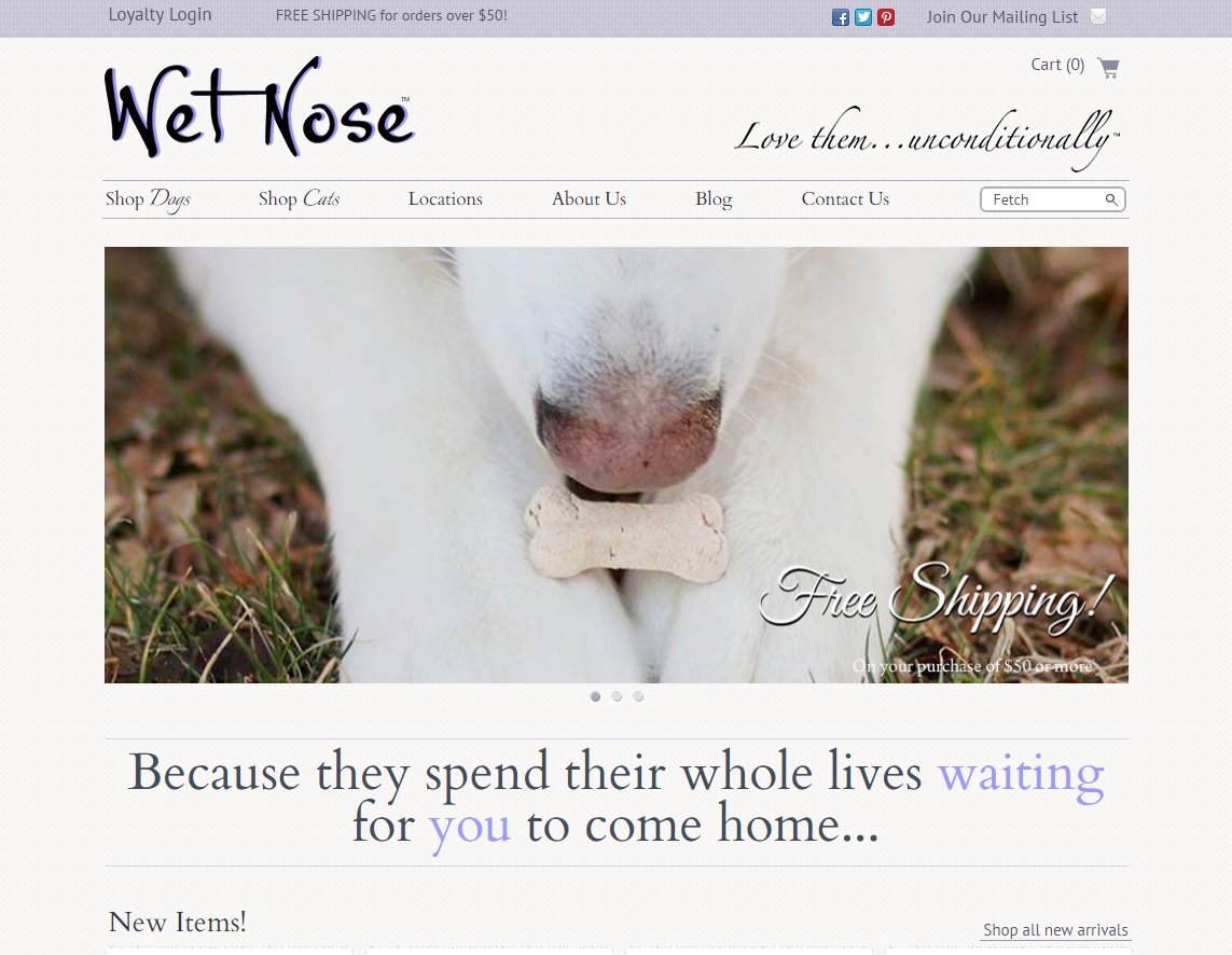 web design of Wet Nose