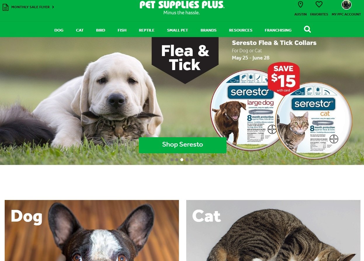 web design of Pet Supplies Plus