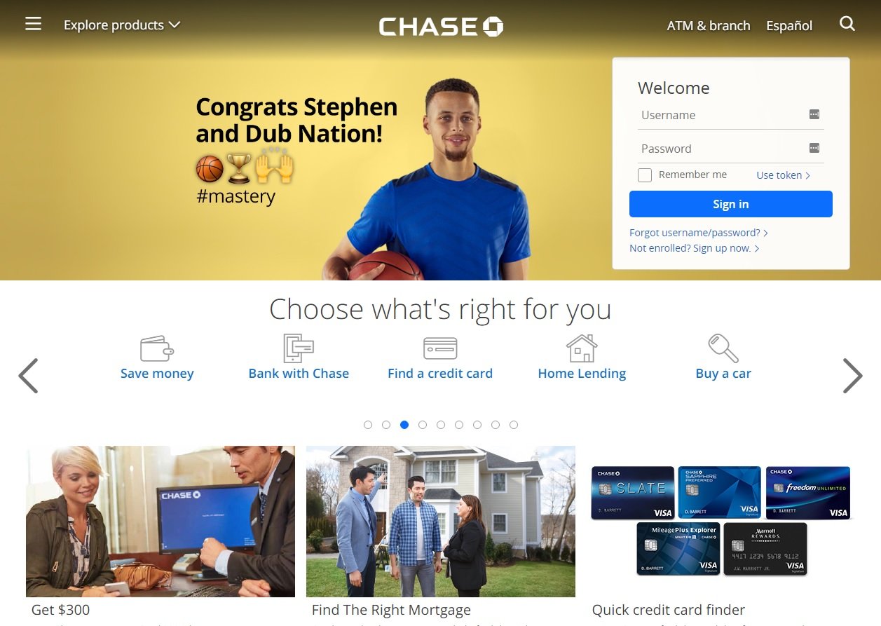 web design of Chase