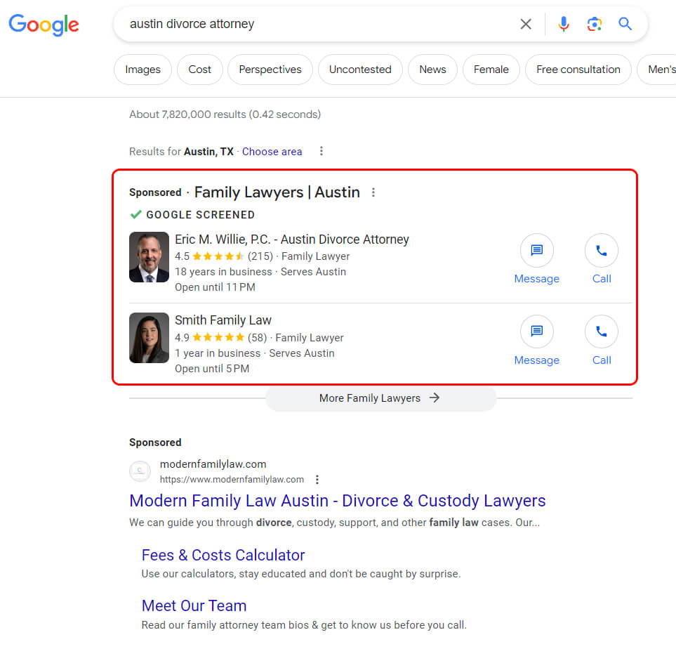 google lsa ads lawyers