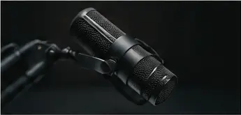 Studio microphone ready for an interview