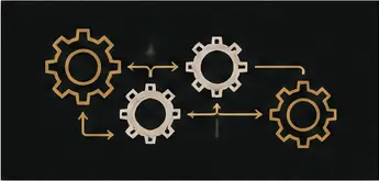 Connected gears representing an operating system